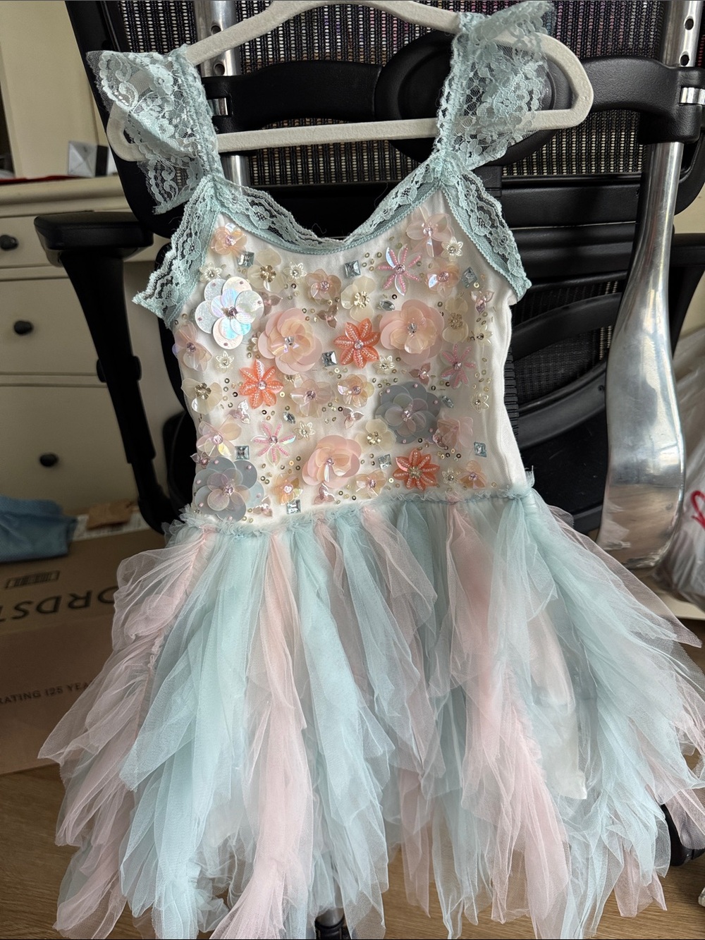 Ooh! La, La! Couture Mint & Blush Floral Tulle Party Dress